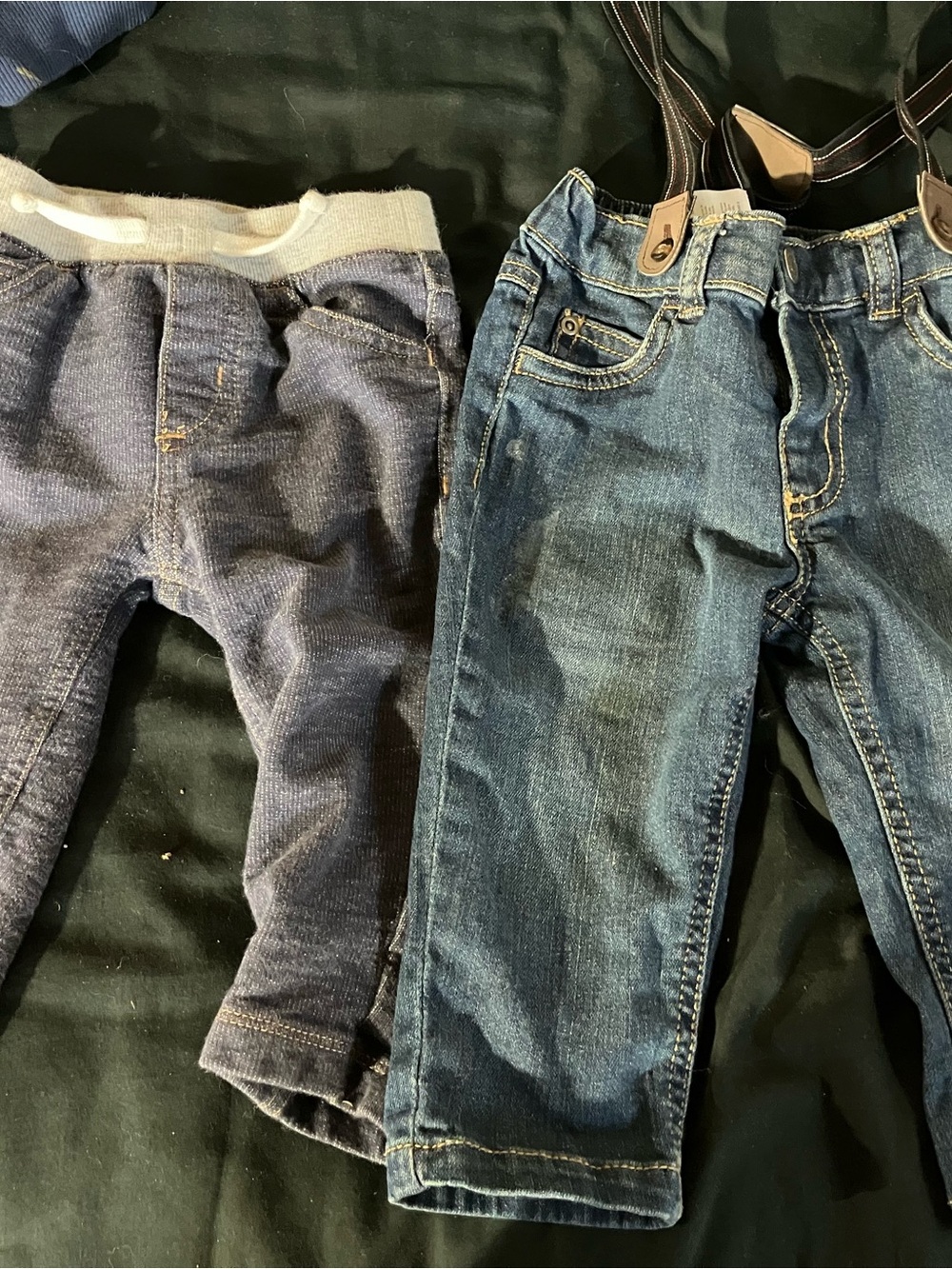 Boys Jean suspenders and Jean style pants size 12 months